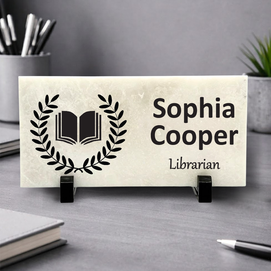 Librarian Marble Desk Name Plate
