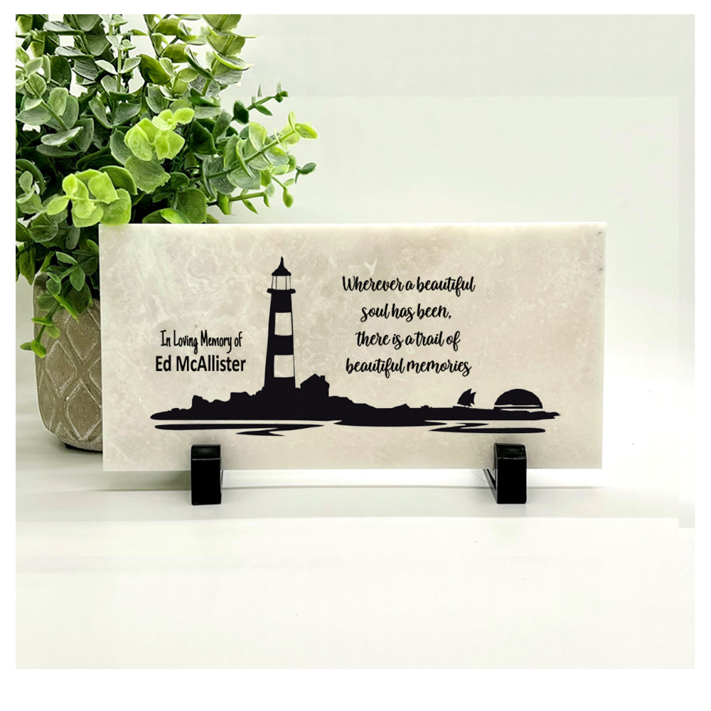 Lighthouse Memorial Stone - Personalized Outdoor Memorial Garden Stone