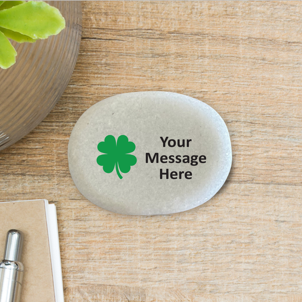 Custom Shamrock Stone - Personalized Gift Idea | Lucky Charm Rock