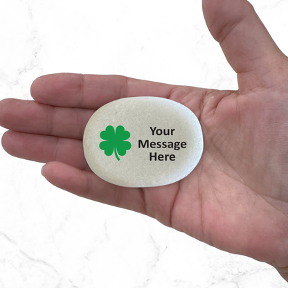 Custom Shamrock Stone - Personalized Gift Idea | Lucky Charm Rock