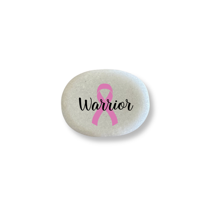Cancer Warrior Stone - Marble Stone Breast Cancer Gift | Pink Ribbon Keepsake