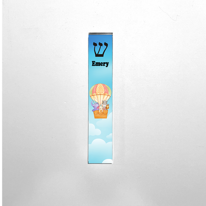 Personalized Kids Mezuzah - Hot Air Balloon Design Acrylic Mezuzah Case with Adhesive
