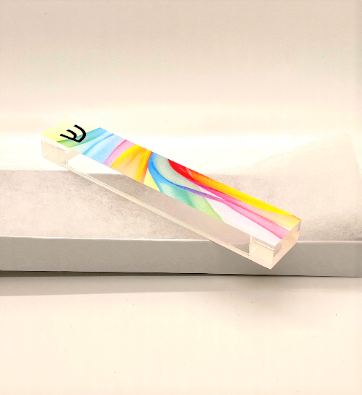 Personalized Acrylic Mezuzah - Colorful Mezuzah Case With Custom Name Design