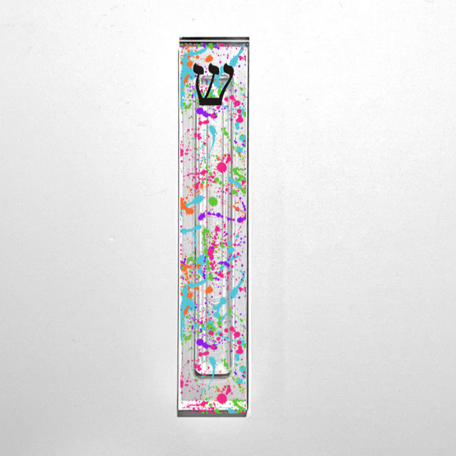 Personalized Acrylic Mezuzah - Custom Splatter Paint Mezuzah Case for Kids & Teens