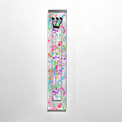 Personalized Acrylic Mezuzah - Custom Splatter Paint Mezuzah Case for Kids & Teens