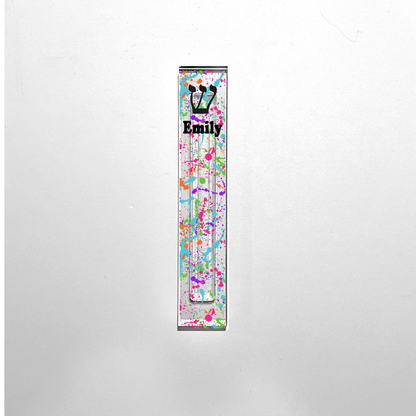 Personalized Acrylic Mezuzah - Custom Splatter Paint Mezuzah Case for Kids & Teens