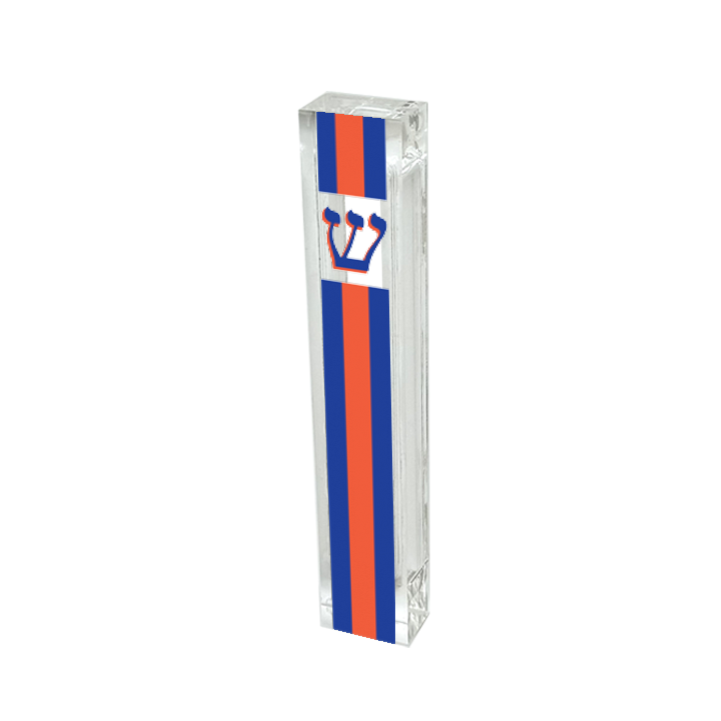 Custom Acrylic Mezuzah – Personalized Striped Mezuzah Design with School Colors