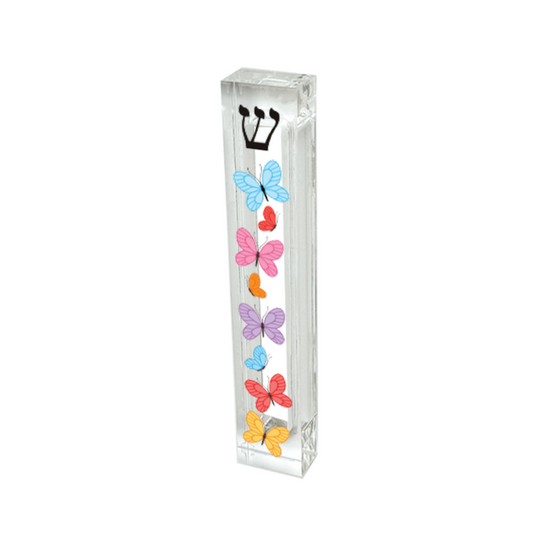 Personalized Butterfly Mezuzah - Acrylic Case | Modern Judaica Gift