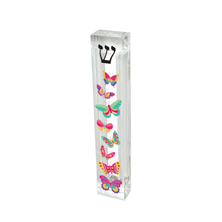 Personalized Butterfly Mezuzah - Acrylic Mezuzah Case | Custom Judaica Gift