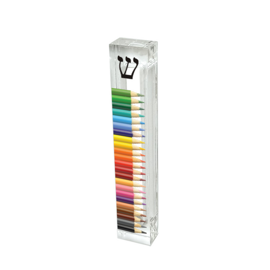 Personalized Acrylic Mezuzah - Colored Pencils Custom Name Case, UV Printed Gift