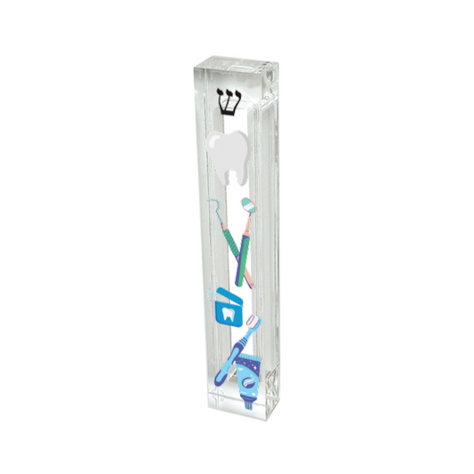 Dentist Acrylic Mezuzah – Clear Dental Mezuzah Case with UV Printed Design