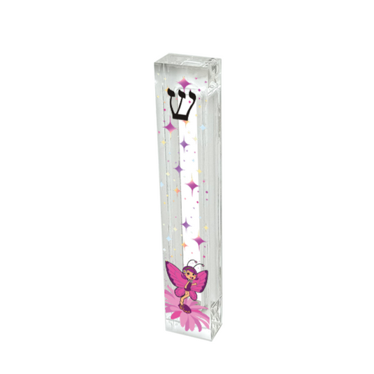 Personalized Kids Mezuzah - Pink Fairy Acrylic Custom Judaica Gift