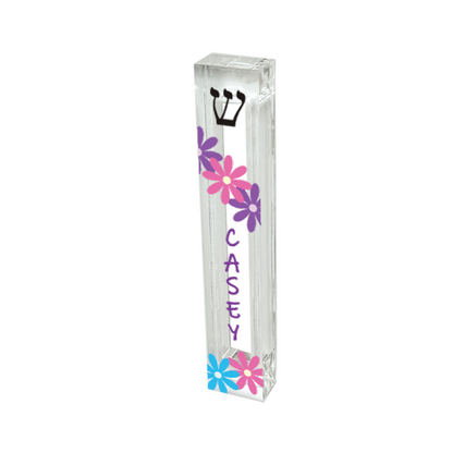 Personalized Acrylic Mezuzah - Flower Mezuzah Case | Custom Indoor Holder