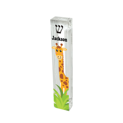 Personalized Acrylic Mezuzah - Kids Giraffe Design | Custom Baby Naming Gift