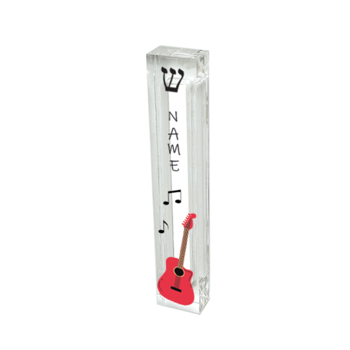 Personalized Guitar Mezuzah | Custom Acrylic Mezuzah Case With Adhesive