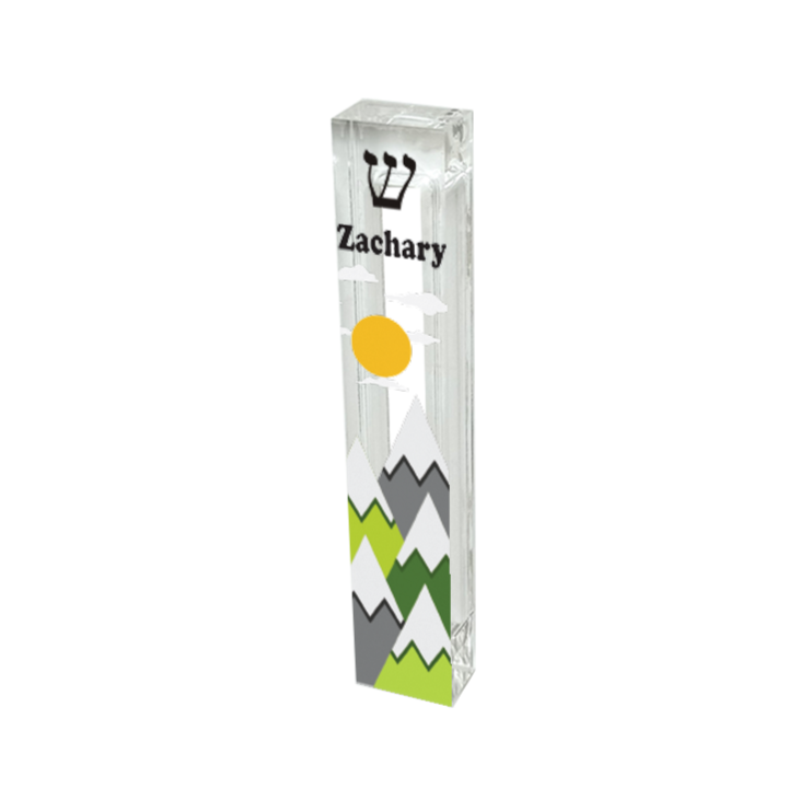 Personalized Mountain Mezuzah - Acrylic Mezuzah Case for Nursery & Kids Room