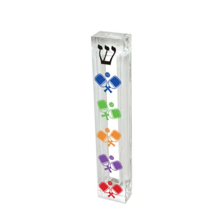 Pickleball Acrylic Mezuzah - Custom UV Printed Mezuzah Case for Entryway