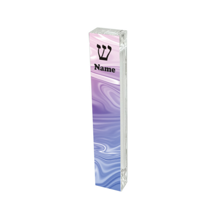 Personalized Acrylic Mezuzah – Custom Pink Purple Abstract Art Case
