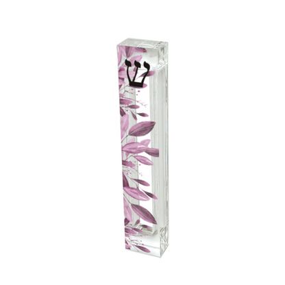 Personalized Purple Mezuzah - Acrylic Floral Mezuzah Case | Custom Judaica Gift