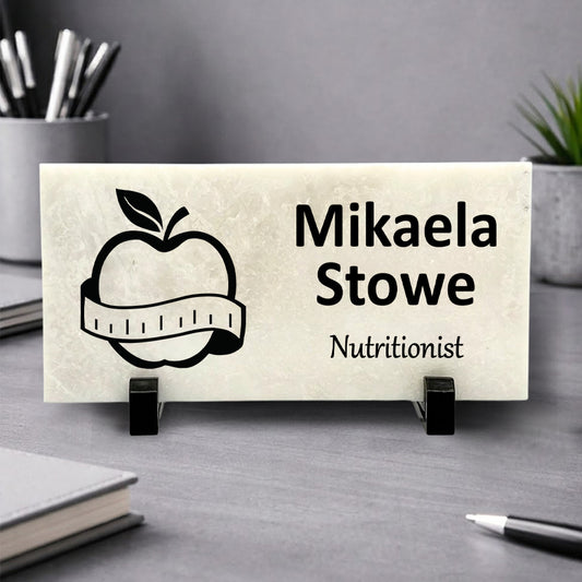 Nutritionist Marble Desk Name Plaque