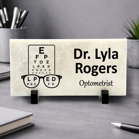 Optometrist Marble Desk Name Plate