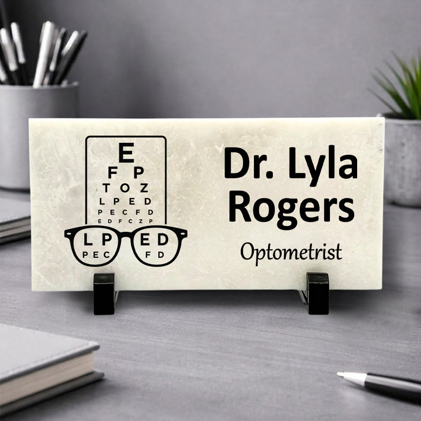 Optometrist Marble Desk Name Plate