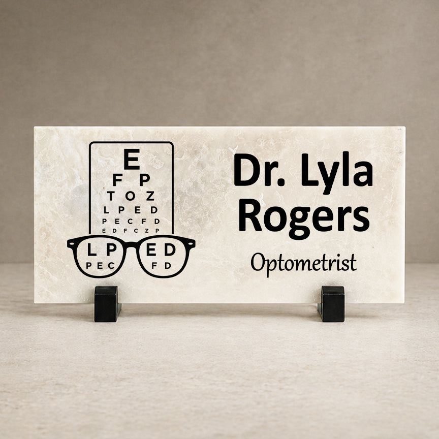 Optometrist Marble Desk Name Plate