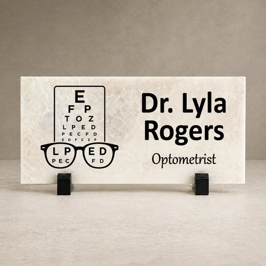 Optometrist Marble Desk Name Plate