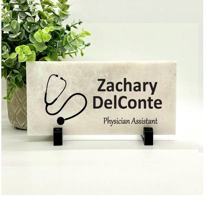 Physician Assistant Name Plate – Marble Desk Plaque | Custom Stone Desktop Sign