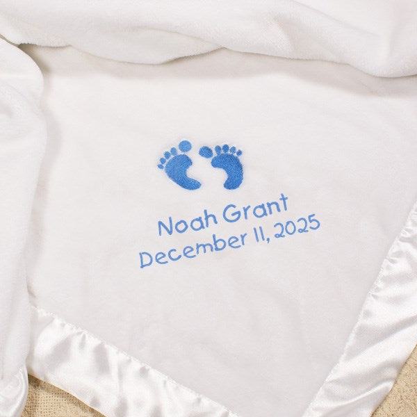 Personalized Baby Blanket – Embroidered Baby Boy Fleece Blanket with Name & Birth Date