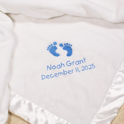 Personalized Baby Blanket – Embroidered Baby Boy Fleece Blanket with Name & Birth Date