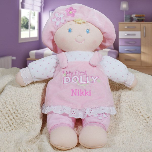 Personalized Baby Doll - Custom Embroidered First Birthday Keepsake Toy 12" Soft Plush