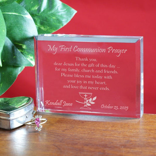 My First Communion Prayer Keepsake – Engraved Acrylic Communion Block