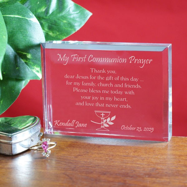My First Communion Prayer Keepsake – Engraved Acrylic Communion Block