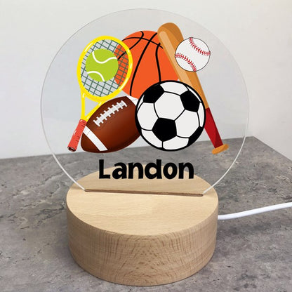 Sports LED Personalized Night Light – Custom Name Acrylic Light for Kids Room
