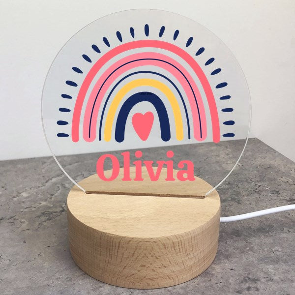 Personalized Rainbow LED Night Light – Custom Name Acrylic Light