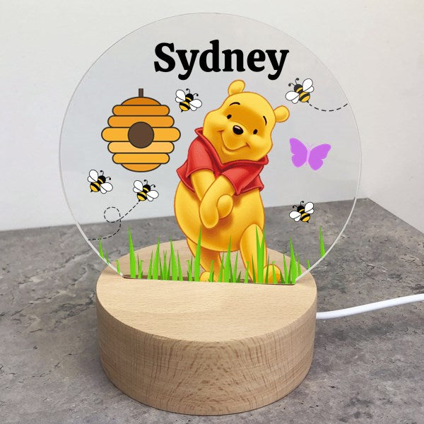 Winnie the Pooh Personalized LED Night Light – Custom Name Acrylic Light