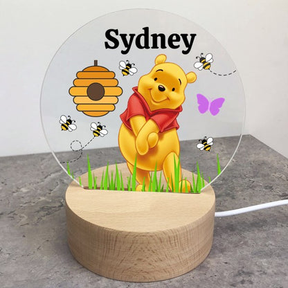 Winnie the Pooh Personalized LED Night Light – Custom Name Acrylic Light