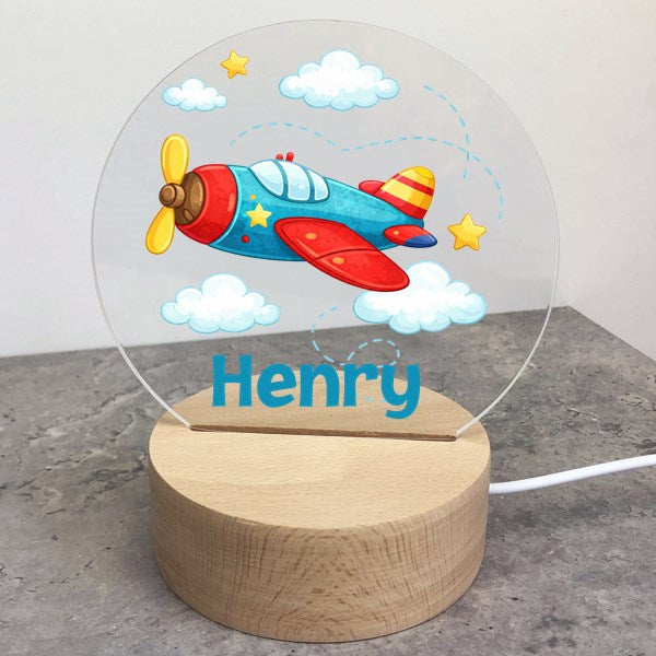 Personalized Airplane LED Night Light – Custom Name Acrylic Light for Kids Room