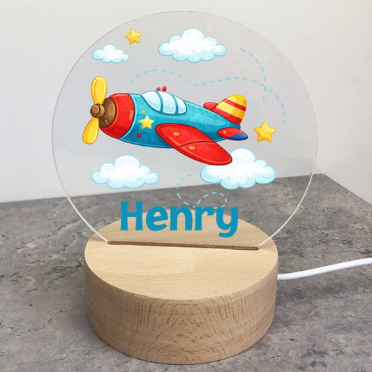 Personalized Airplane LED Night Light – Custom Name Acrylic Light for Kids Room