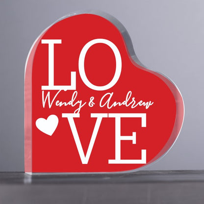 Personalized L.O.V.E. Acrylic Heart Keepsake