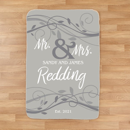 Personalized Wedding Sherpa Throw Blanket