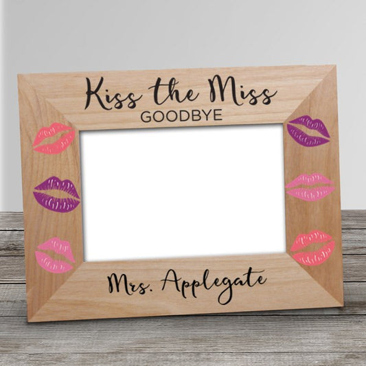 Kiss The Miss Goodbye Personalized Wood Frame