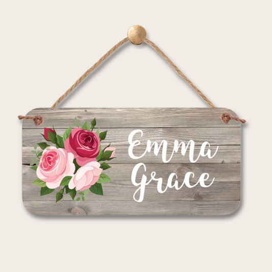 Custom Name Sign - Floral Personalized Room Sign |  Nursery Wall Decor custom kids room name sign with personalized name design