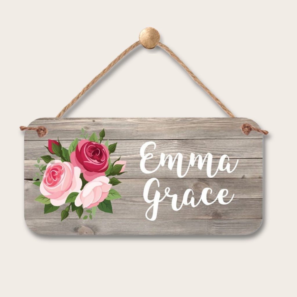 Custom Name Sign - Floral Personalized Room Sign |  Nursery Wall Decor custom kids room name sign with personalized name design