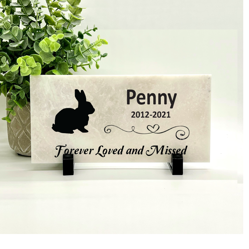 Rabbit Memorial Stone - Personalized Pet Memorial Gift | Concrete & Marble Plaques