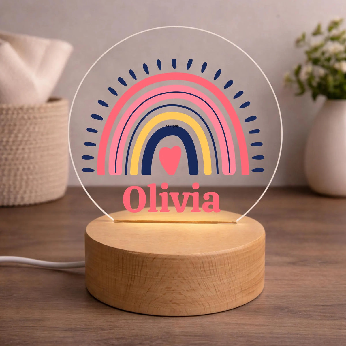 Personalized Rainbow LED Night Light – Custom Name Acrylic Light