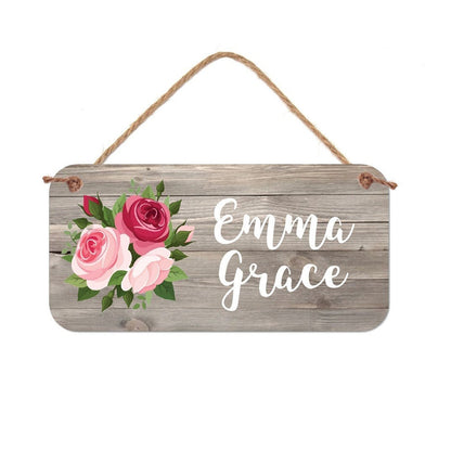 Custom Name Sign - Floral Personalized Room Sign | Waterproof PVC, Nursery Wall Decor