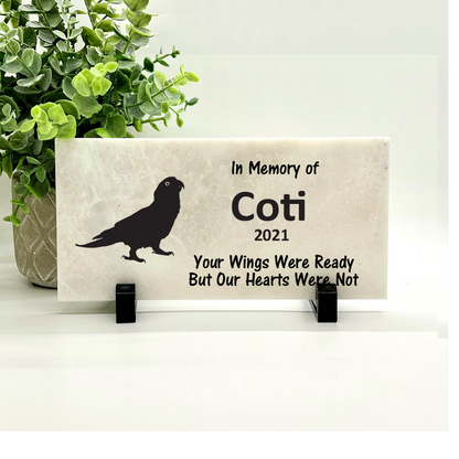 Sun Conure Memorial Stone - Personalized Bird Memorial Plaque for Garden & Indoor Display