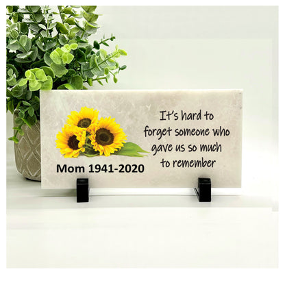 Sunflower Memorial Stone - Personalized Remembrance Plaque for Garden or Home